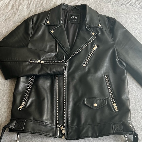 Zara leather biker jacket XL - Picture 4 of 7